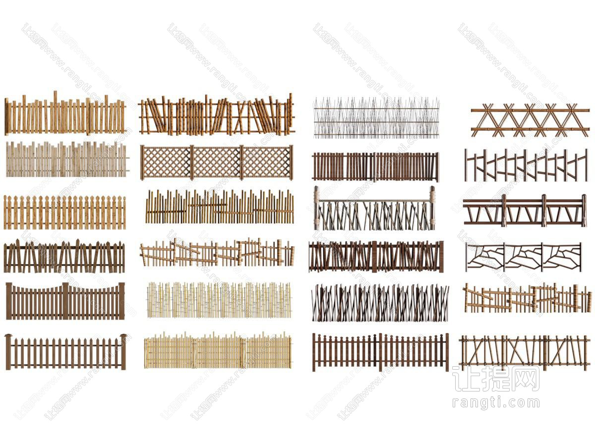 现代实木篱笆、栏杆、护栏