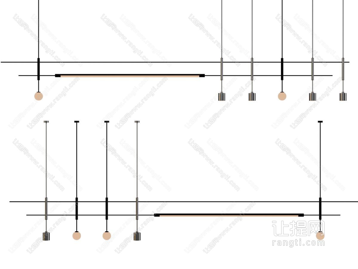 现代金属线条吊灯