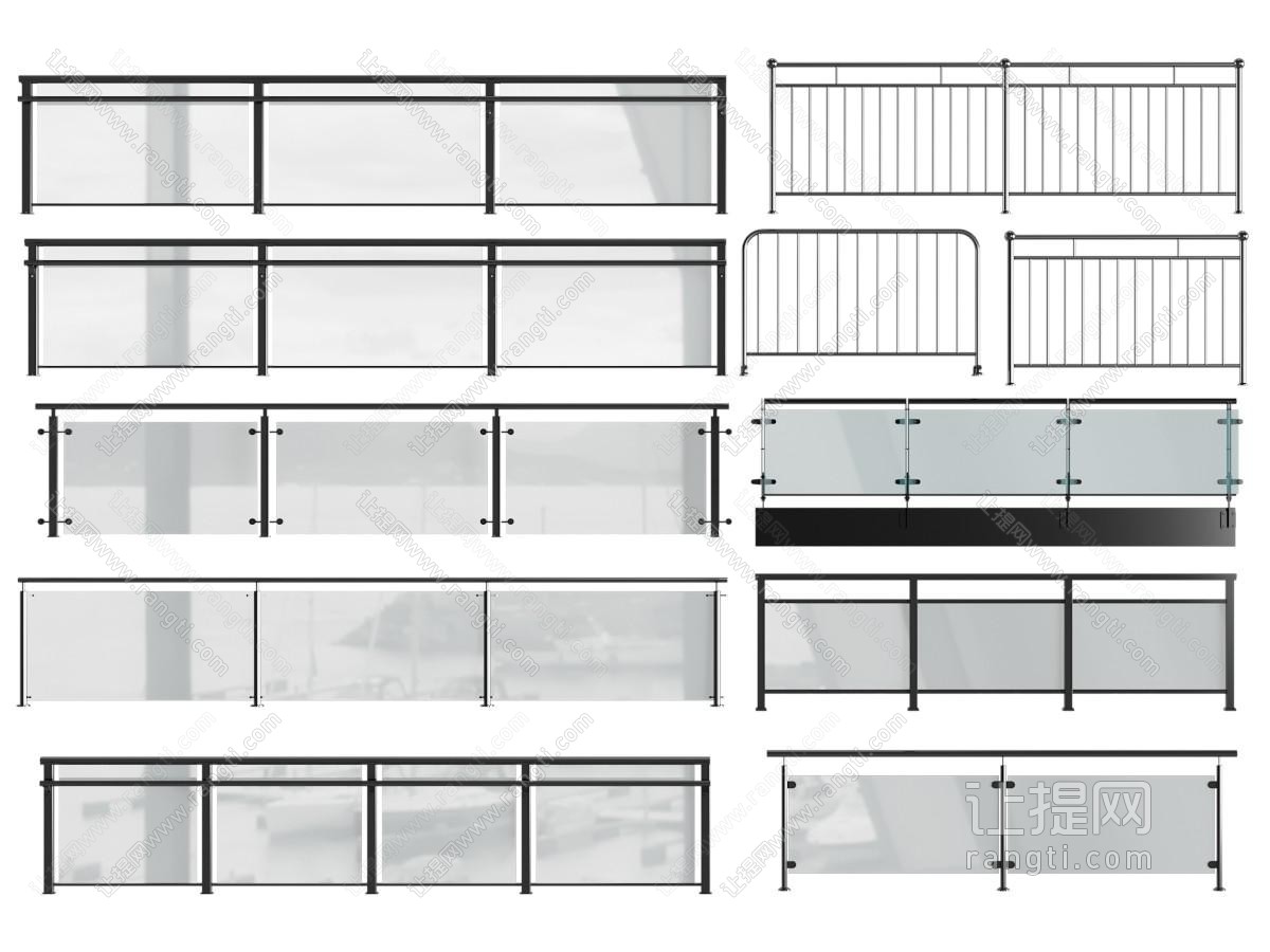 现代玻璃栏杆、护栏、围栏
