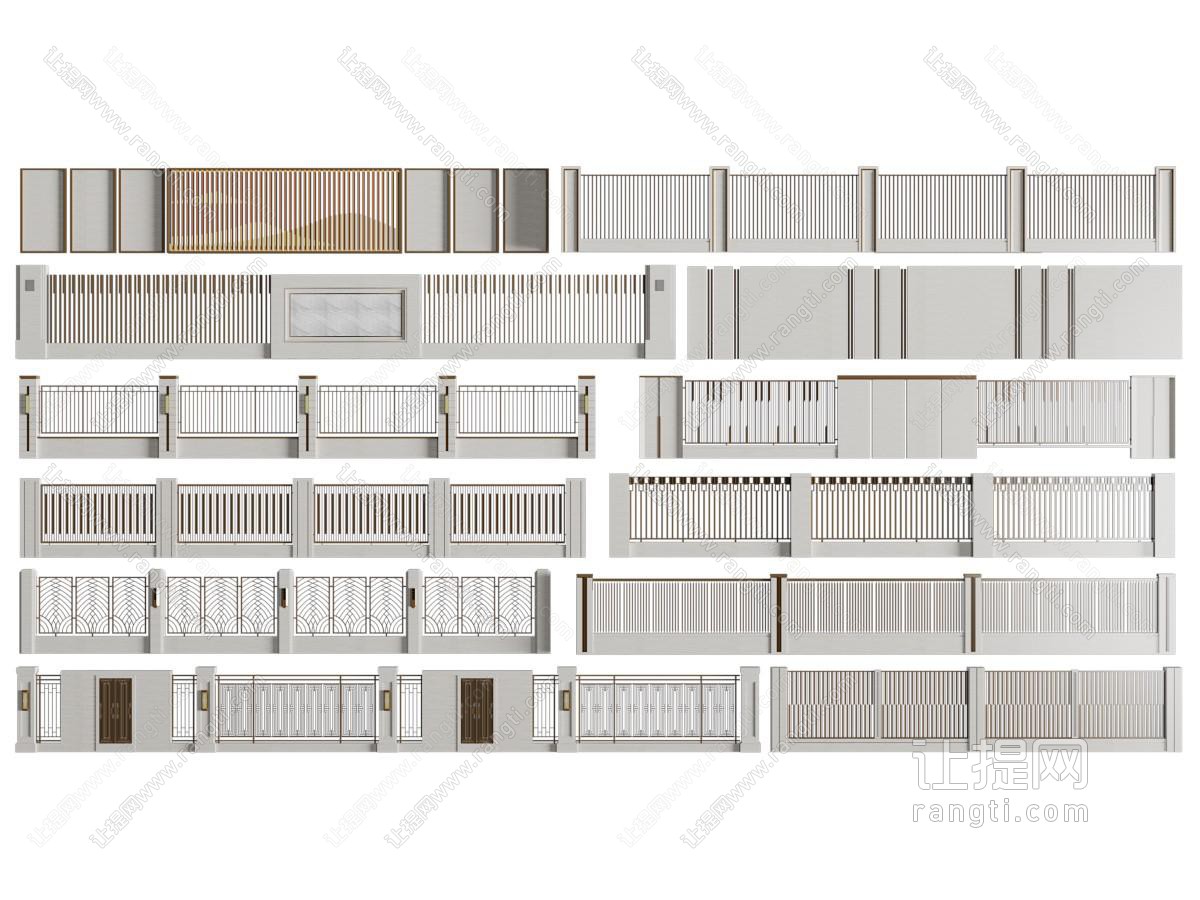 现代围墙、护栏、栏杆、围栏