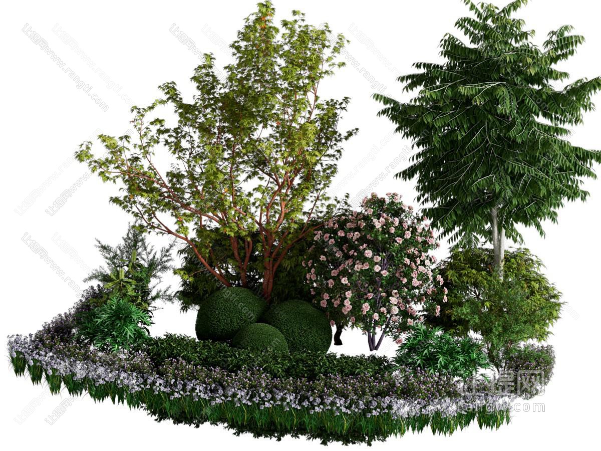 现代公园花草灌木绿植景观园艺小品