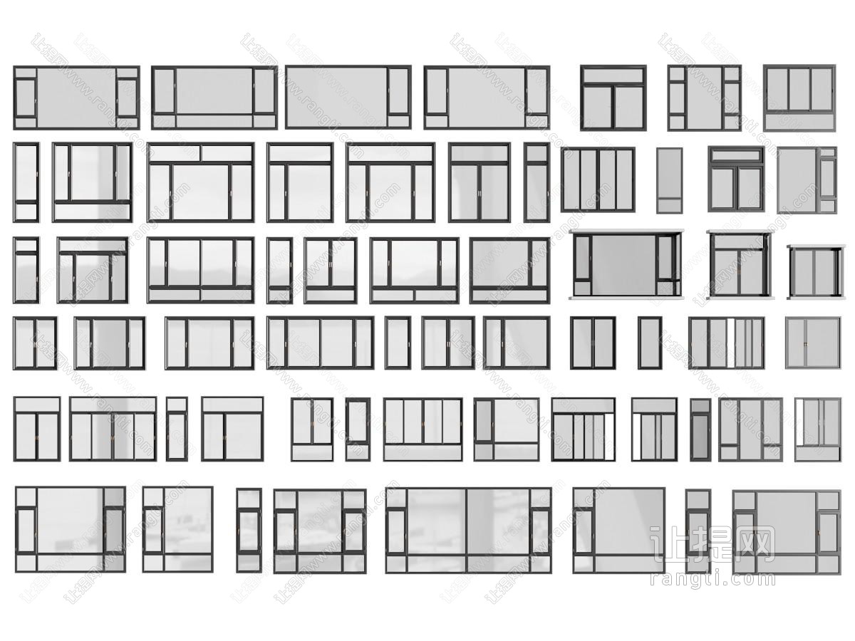 现代加宽阳台、落地平开窗户