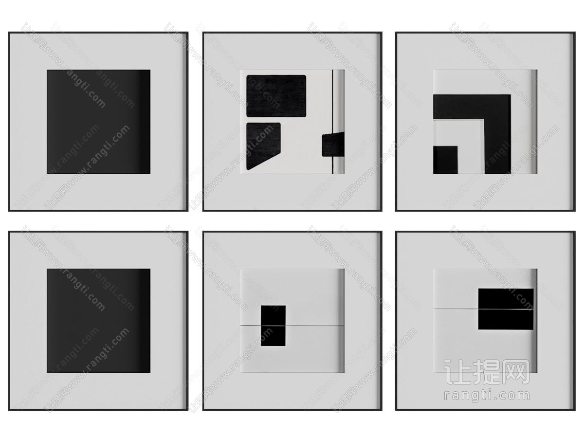 现代几何图案黑白装饰挂画