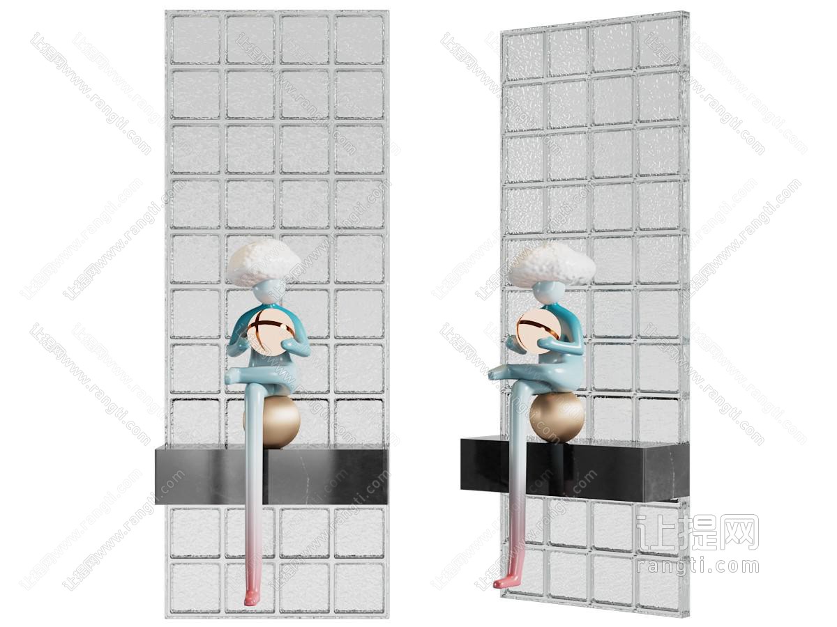 现代玻璃砖隔断、雕塑雕刻