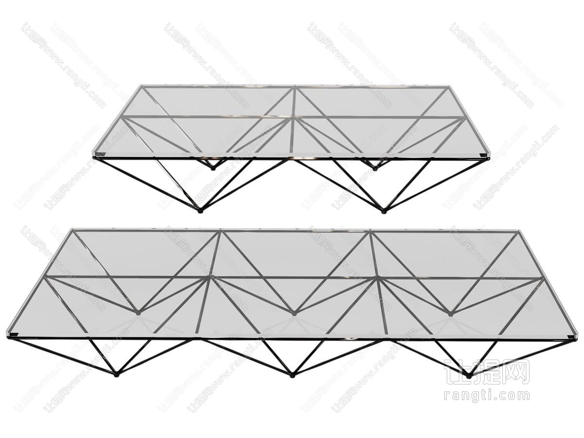 现代长方形玻璃茶几