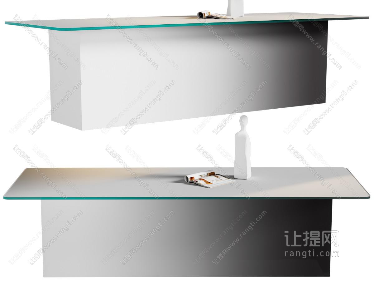 现代杂志、雕塑摆件组合