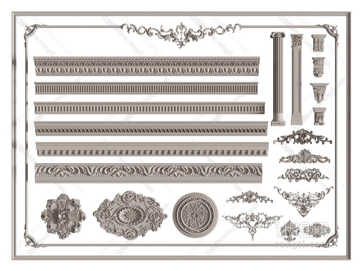 欧式石膏线条 雕花 灯盘 罗马柱子