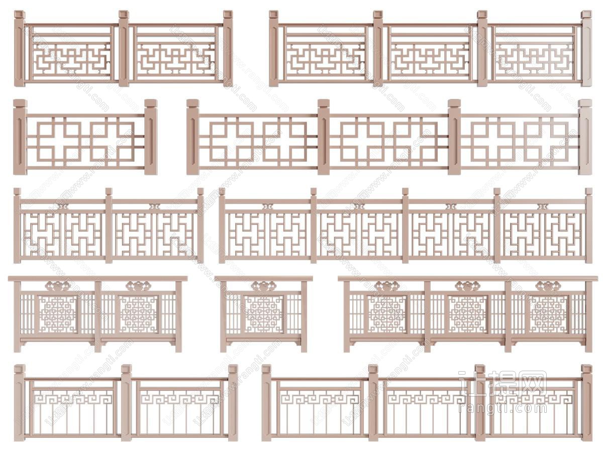 新中式雕花栏杆 扶手 围栏 护栏