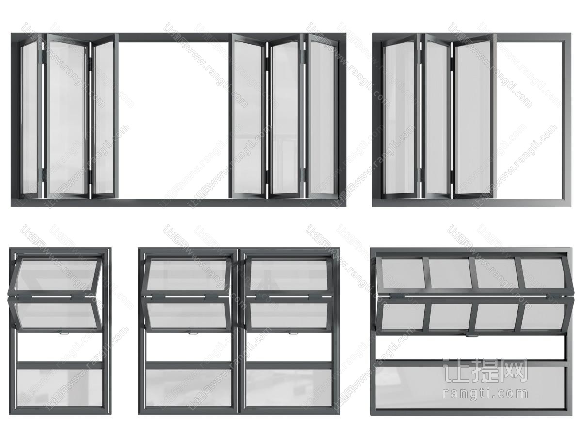 现代折叠推拉窗户