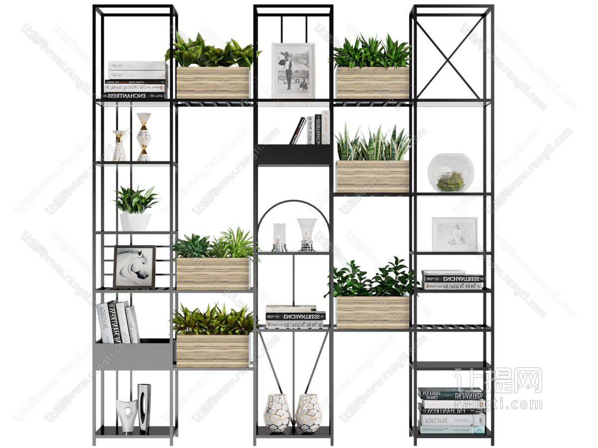 现代开放式花架 装饰架
