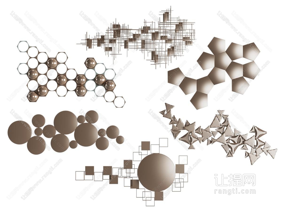 现代金属几何造的墙饰挂件