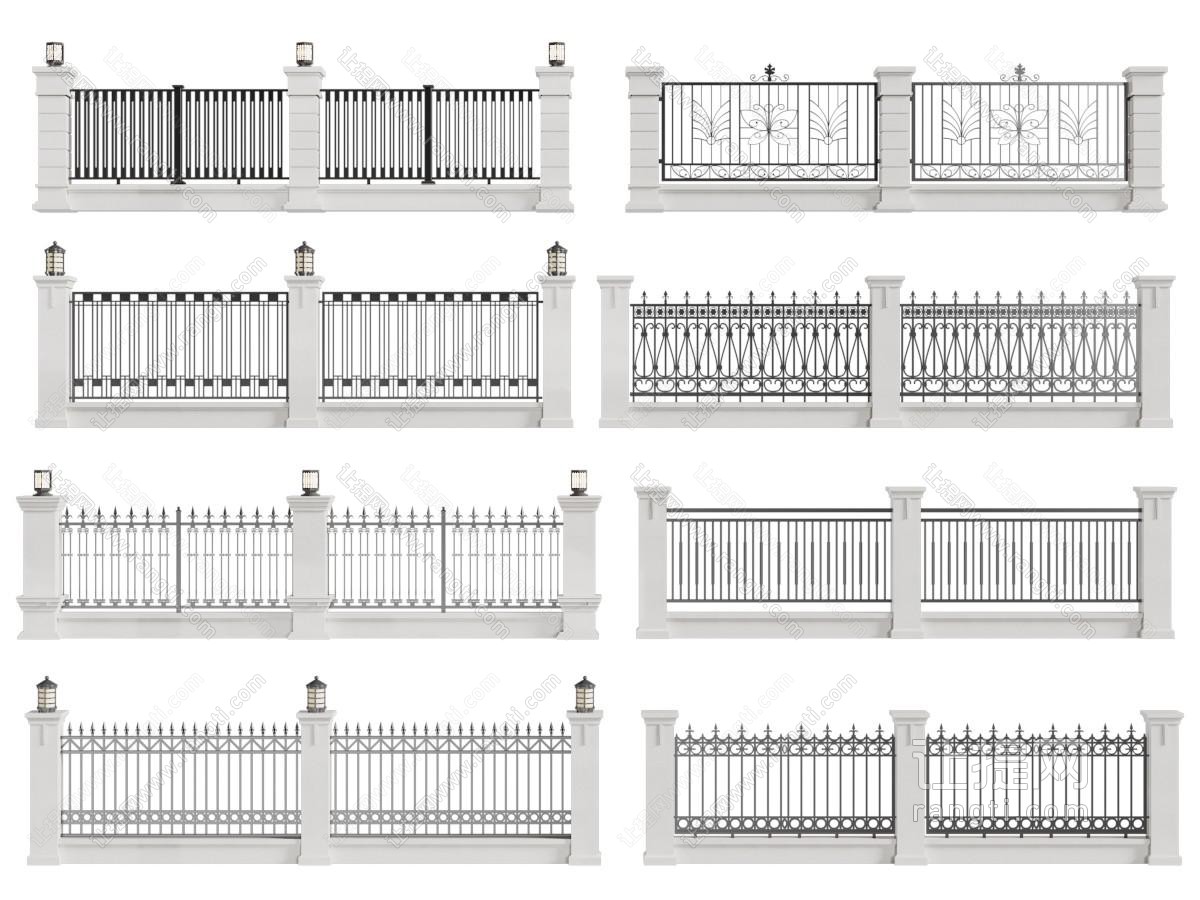 现代铁艺围栏 围墙 栏杆