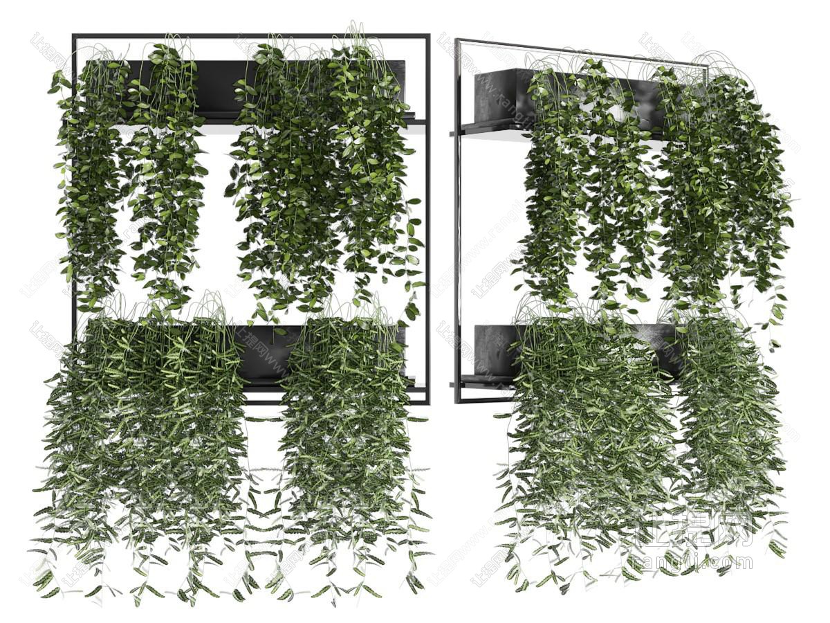 现代金属双层吊篮绿植