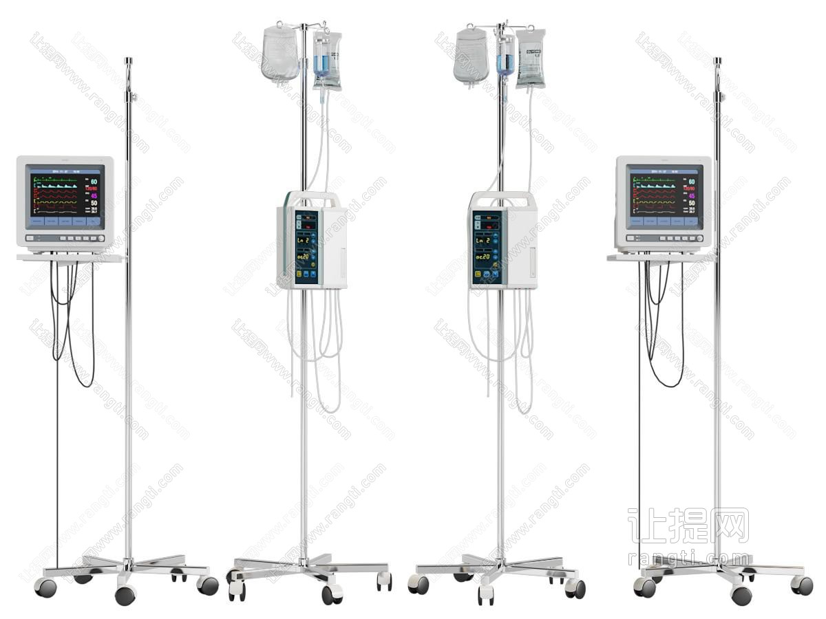 现代带滑轮的可移动输液架、医用吊液架