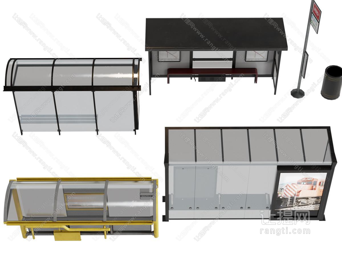 现代公交车站台、候车亭