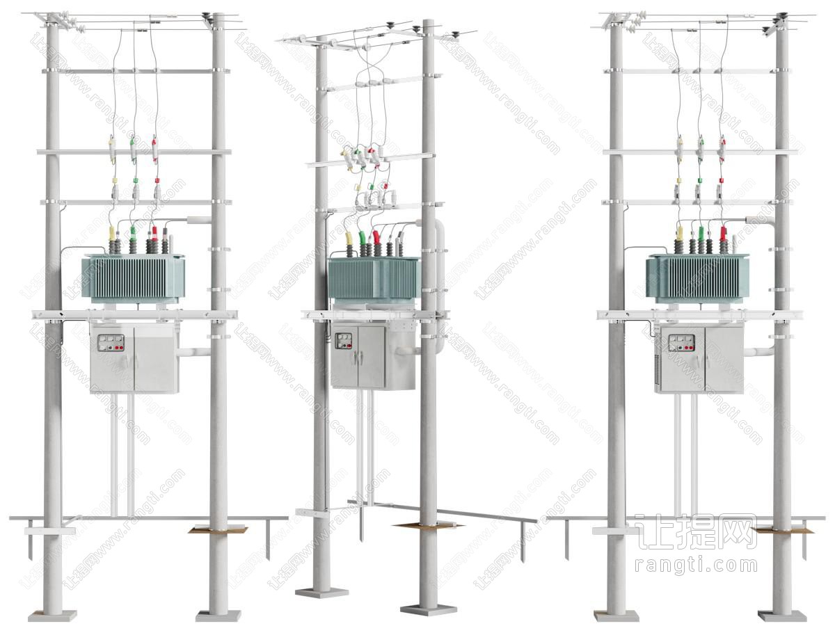 现代电线杆 变压器 变电站