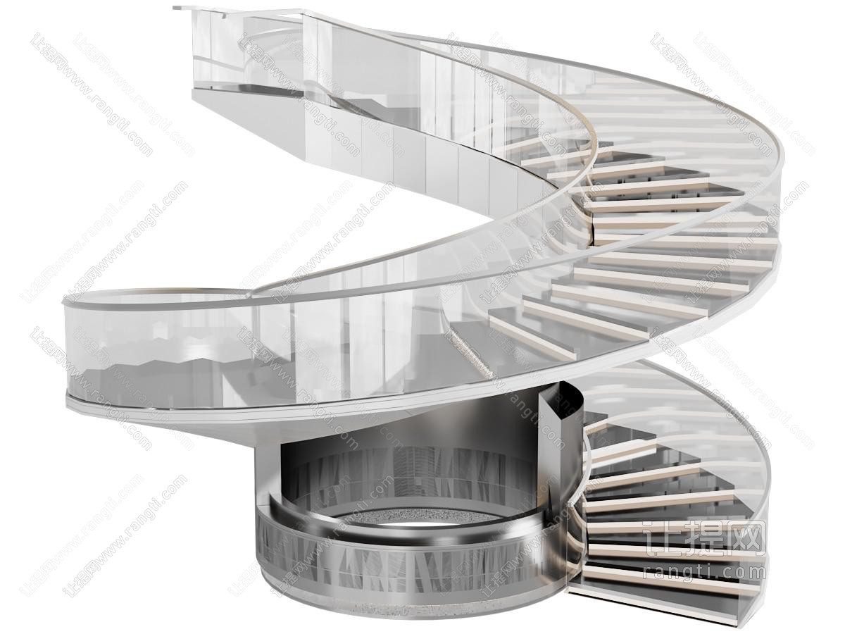 现代玻璃扶手旋转楼梯