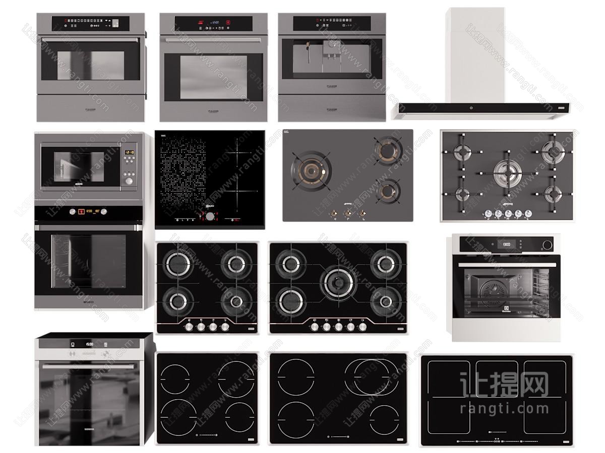 现代天然气灶、烤箱、电磁炉厨房电器