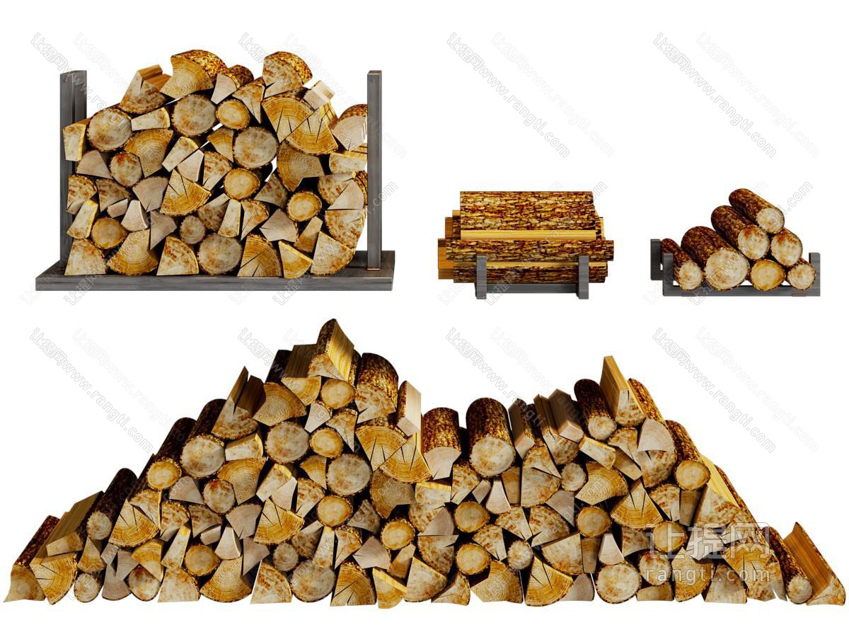 现代堆成一堆的柴火、木材、实木段