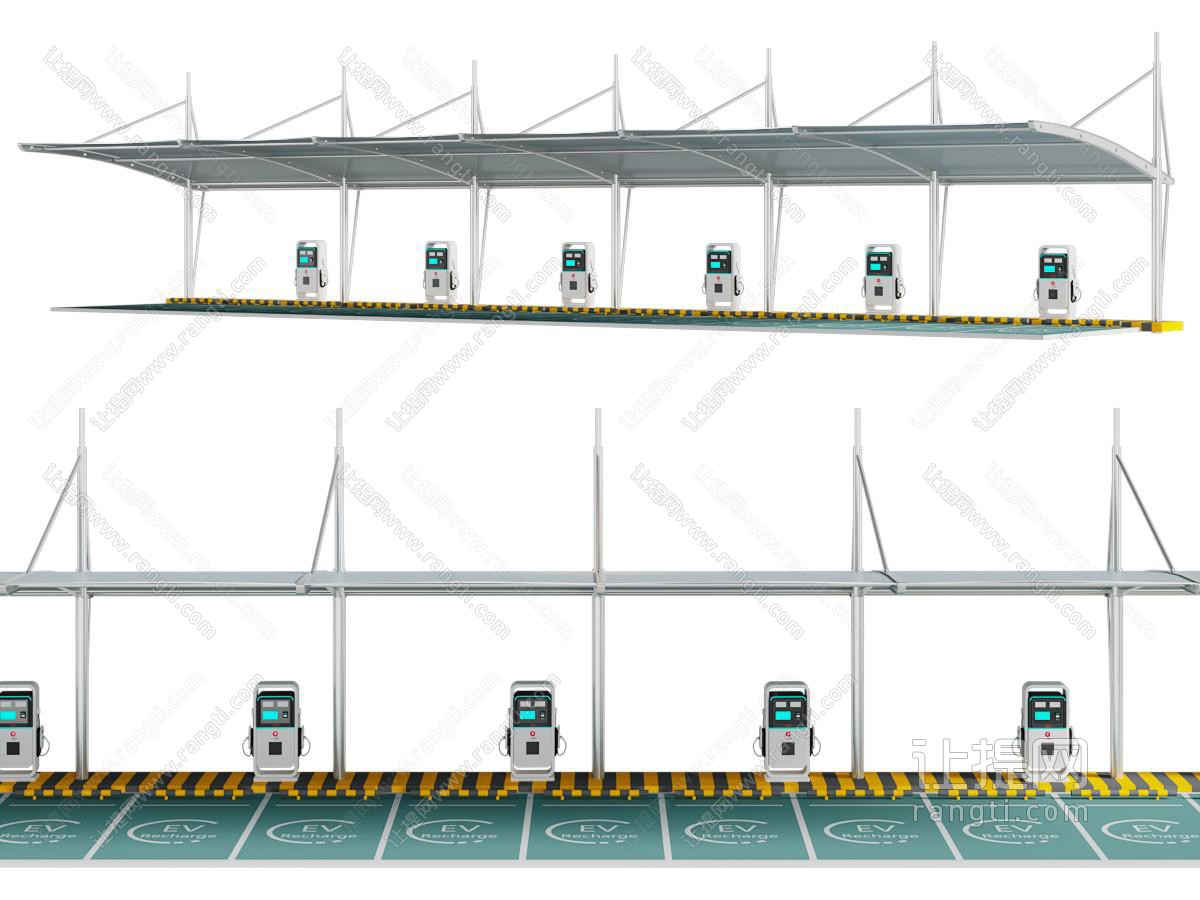 现代新能源车充电桩、停车棚充电桩