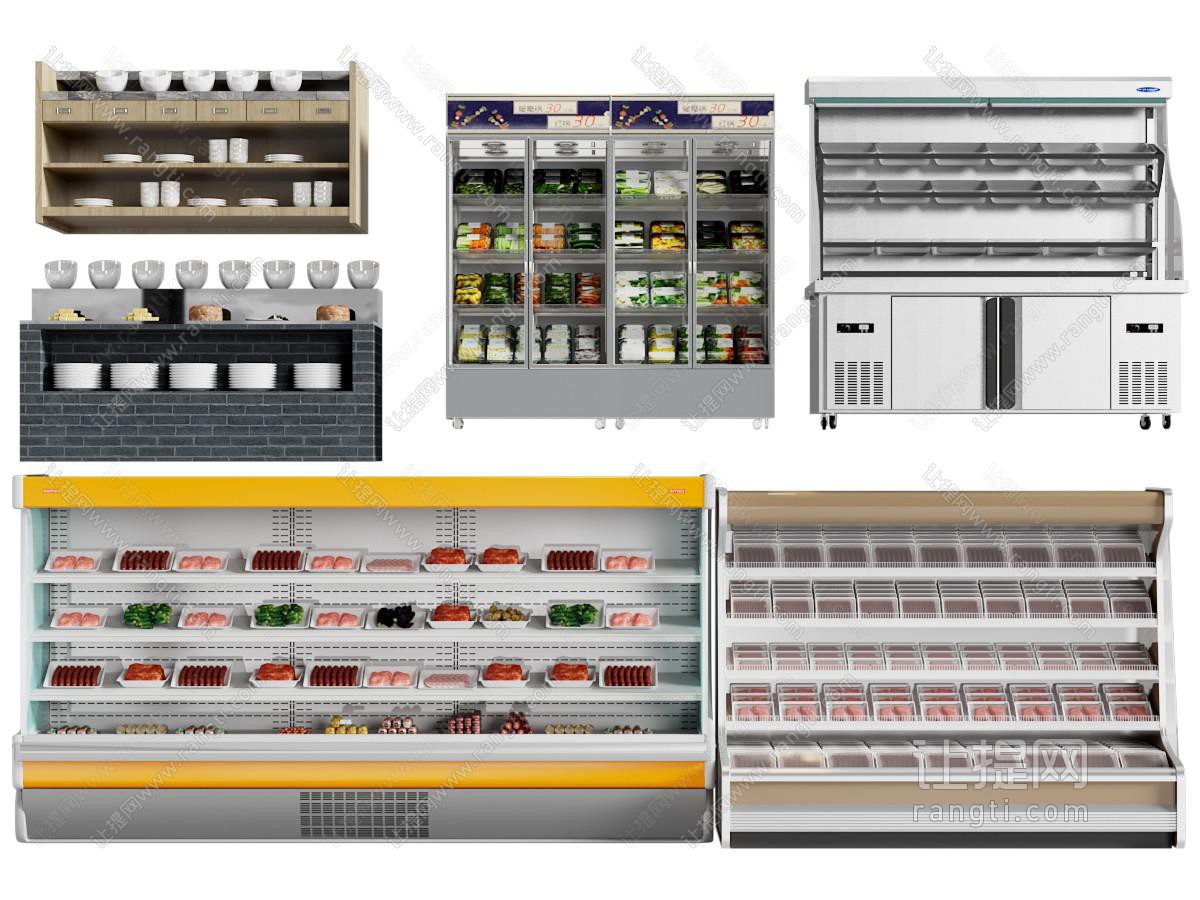 现代自助餐调料台、生鲜柜、保鲜柜展柜