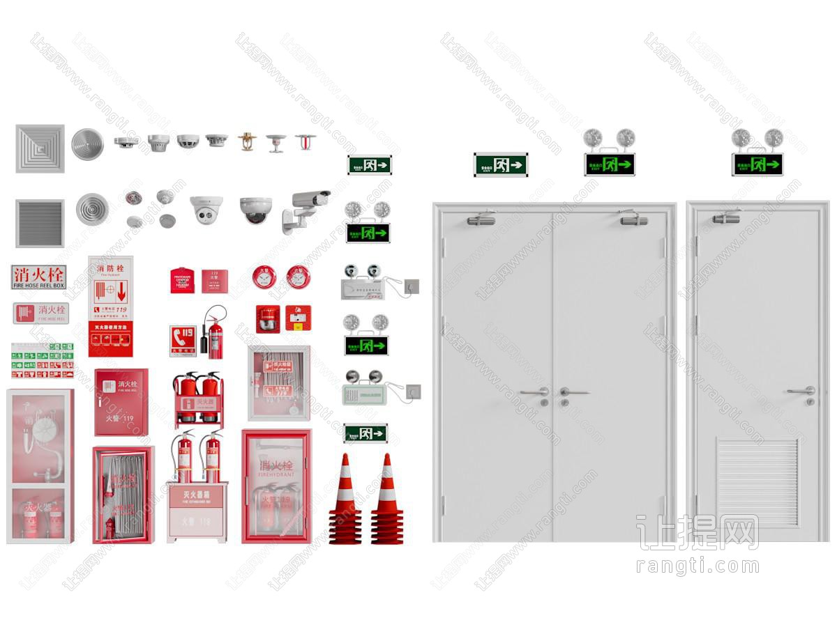 现代消防栓 灭火器 报警器 防火门消防设备