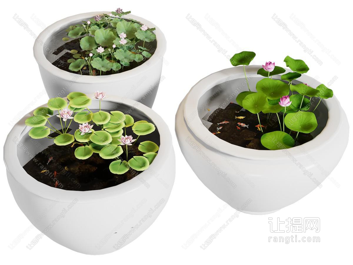 新中式水缸鱼群荷花池 景观园艺小品