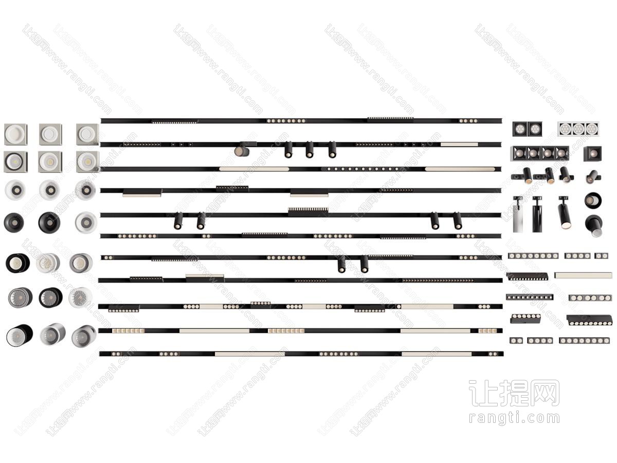 现代轨道磁吸灯 可转向筒灯射灯 格栅灯