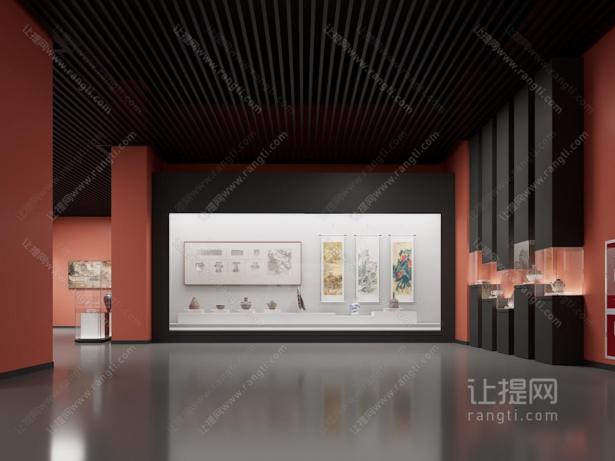 现代书法字画 陶瓷展厅展览 博物馆