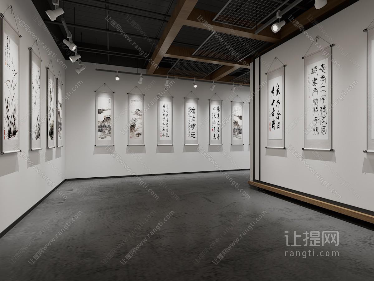 现代书法字画展厅展览