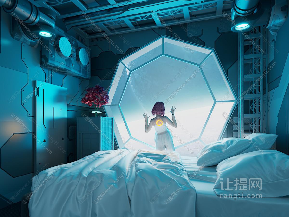 工业风loft未来空间站 太空舱