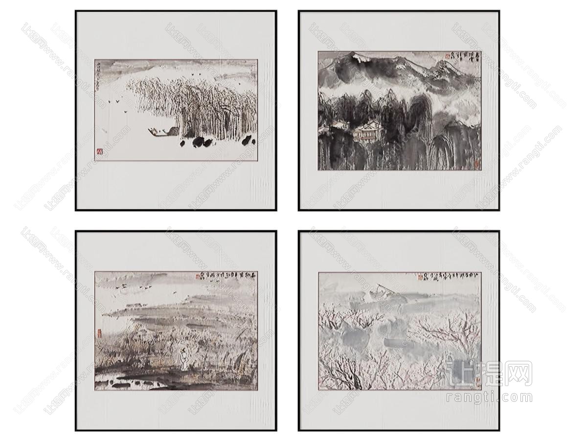 现代黑白风景装饰挂画