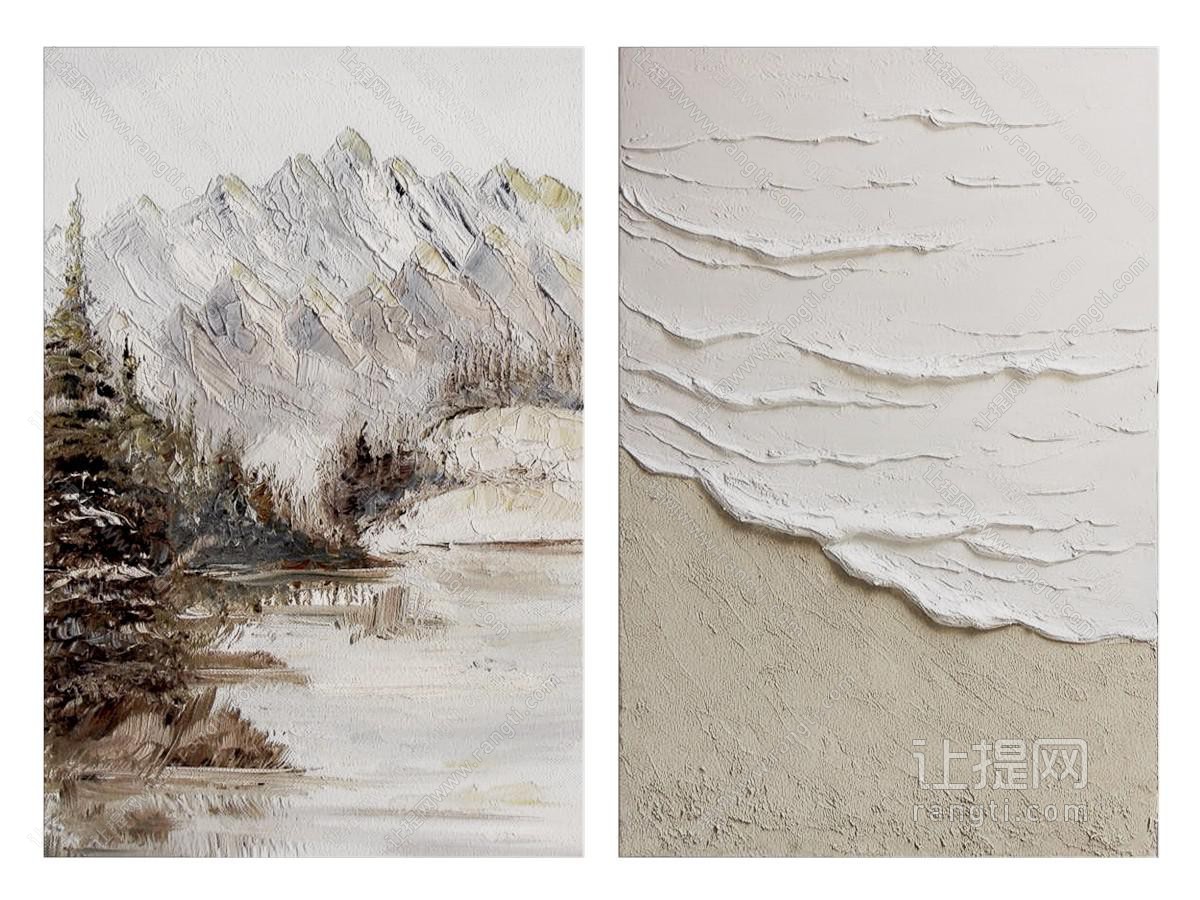侘寂风装饰挂画 肌理画