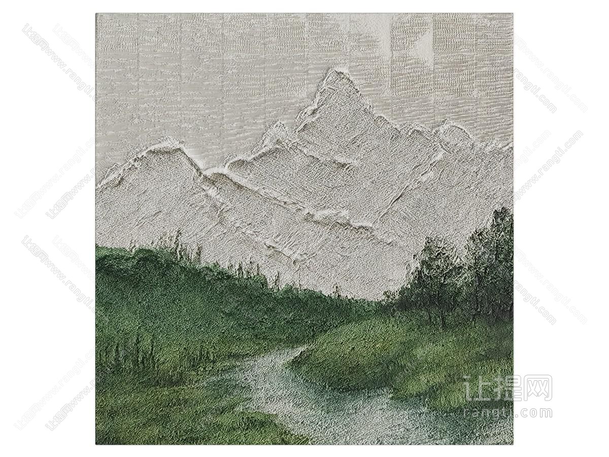 现代风景装饰挂画 油画 肌理画