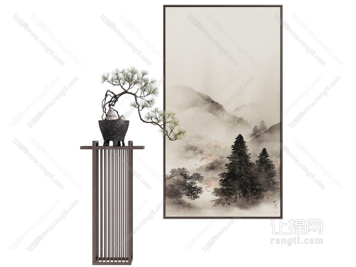 新中式水墨山水装饰挂画