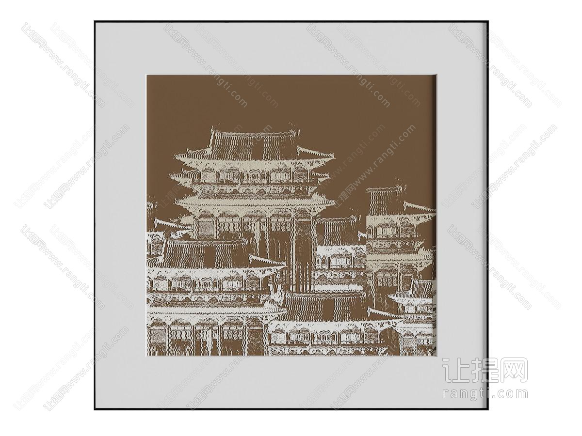 新中式建筑图案装饰挂画