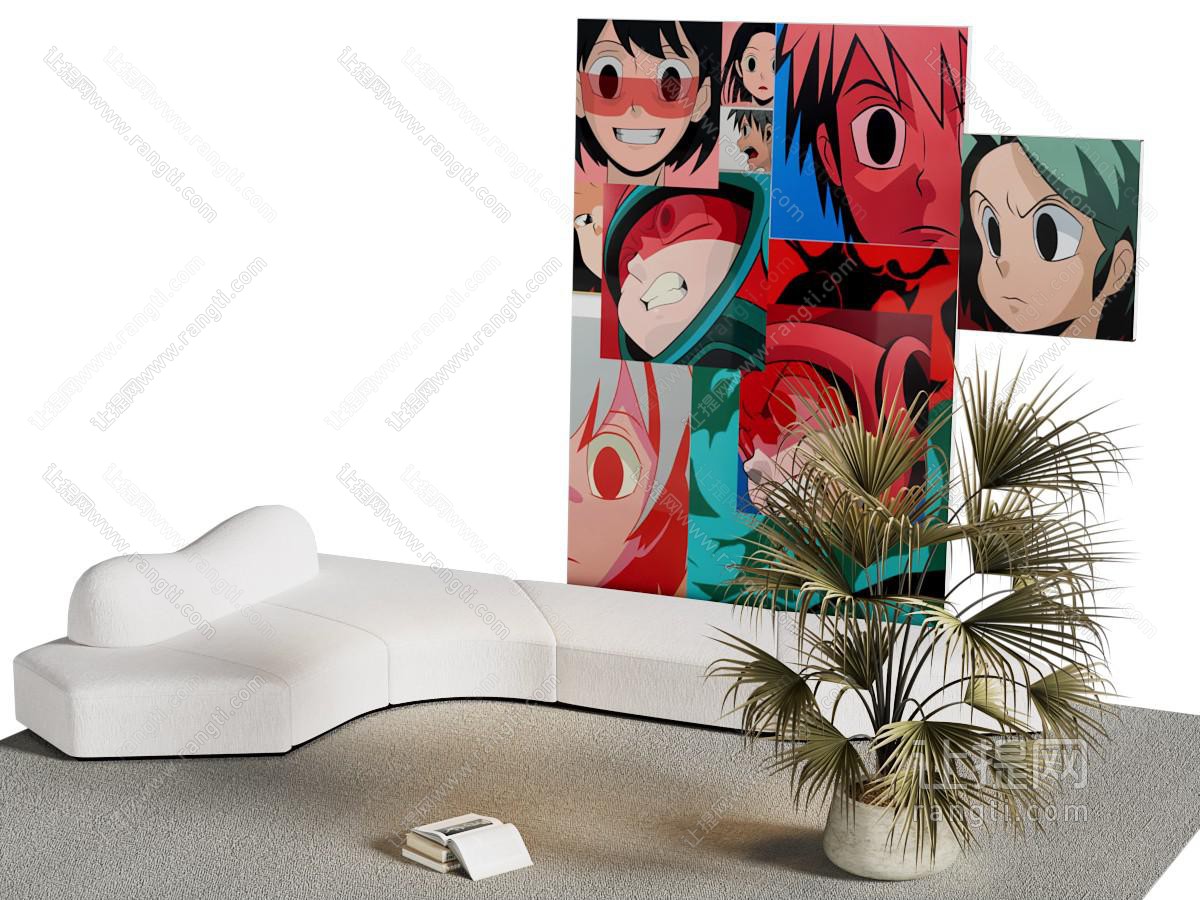 现代异形沙发 装饰挂画