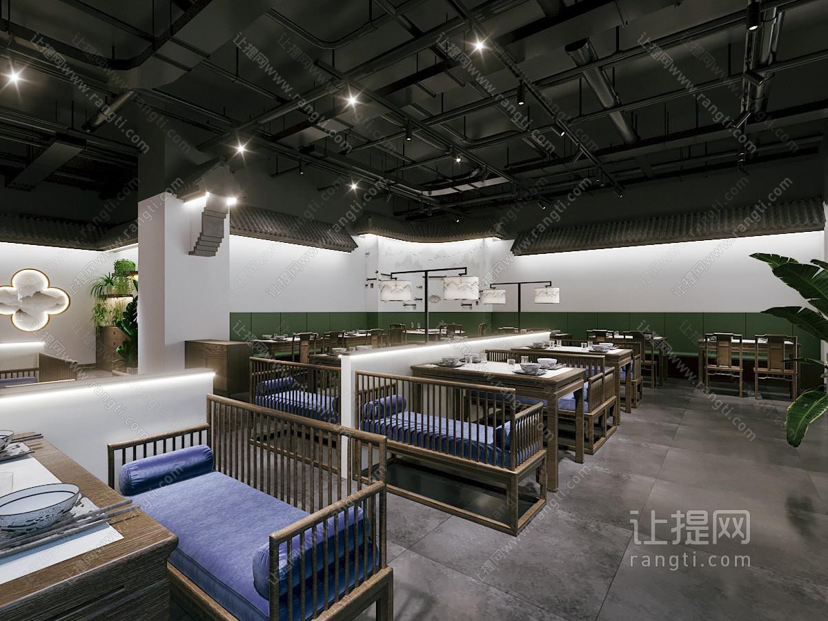 新中式饭店餐馆就餐区