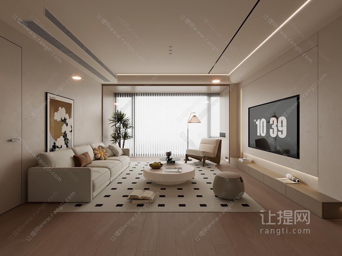 现代奶油风客厅
