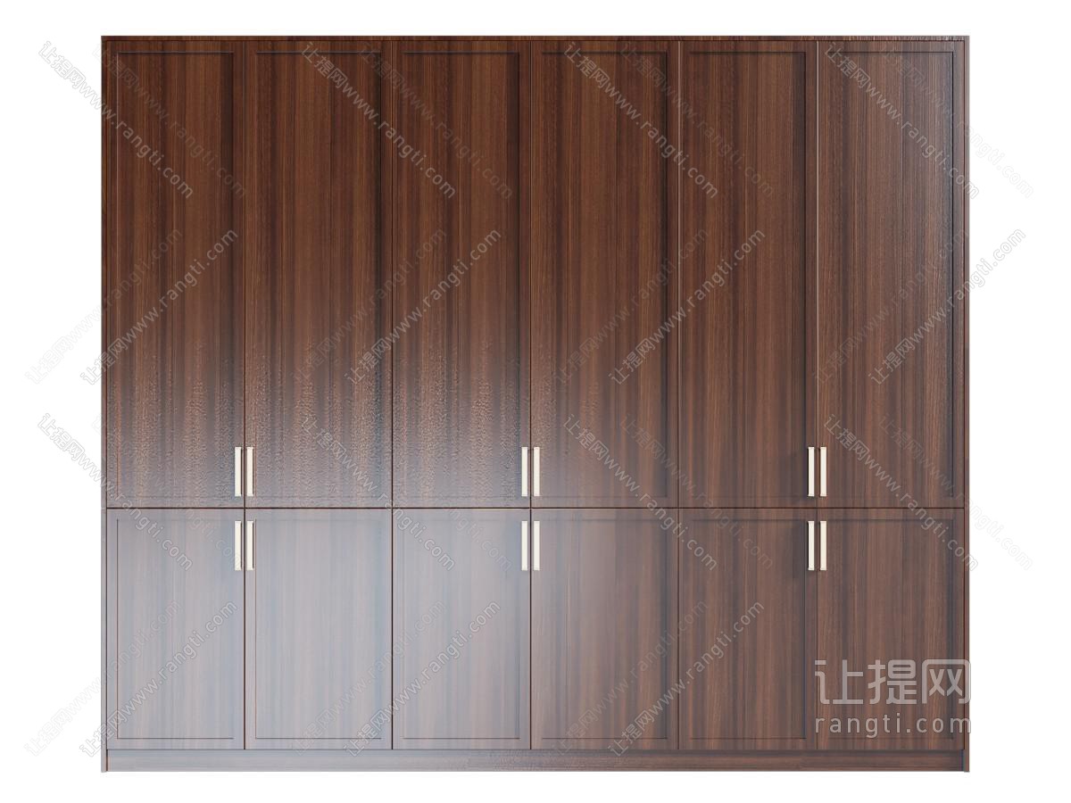 现代中古实木衣柜