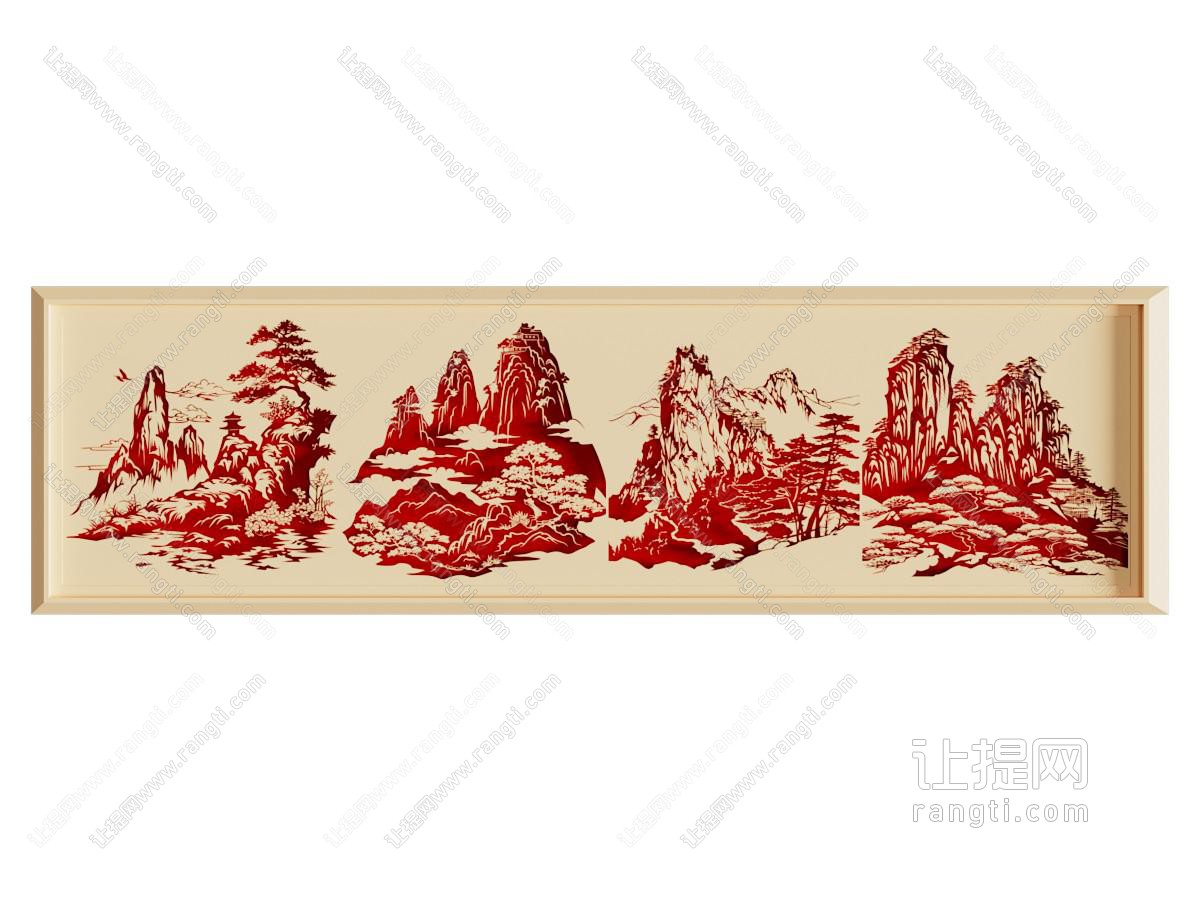 新中式横幅山水装饰挂画