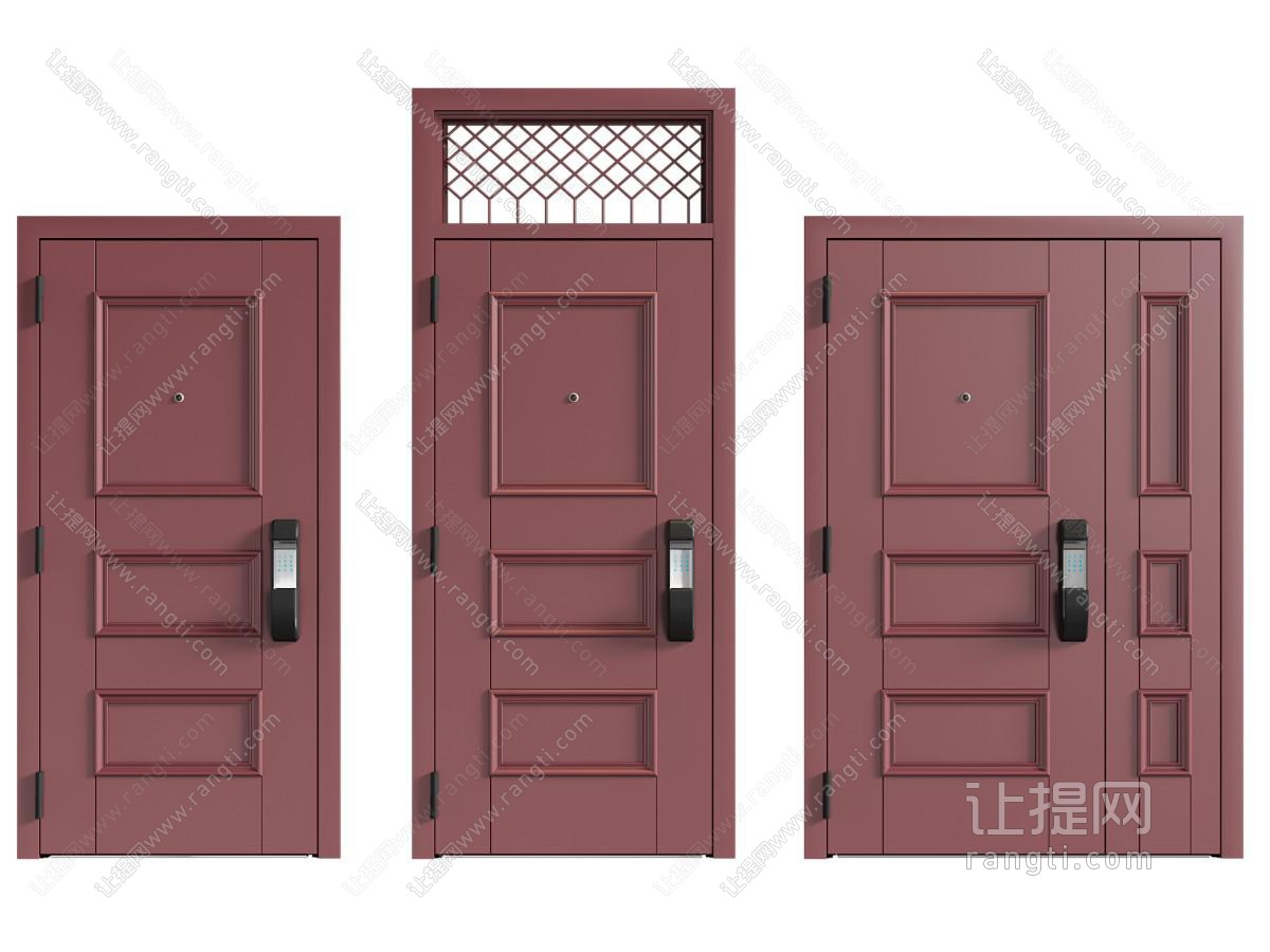 现代带密码锁的单扇门 平开门 字母入户门