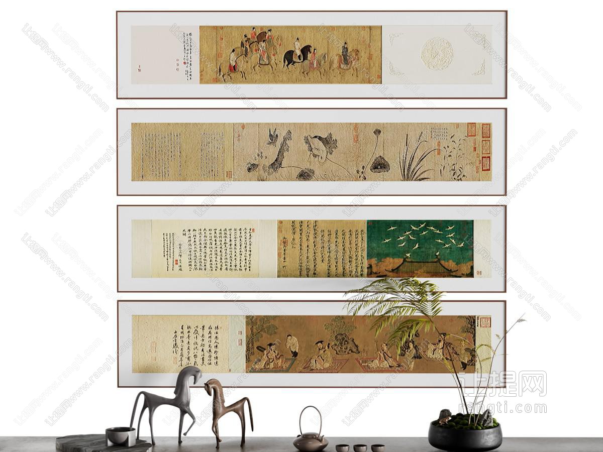 新中式横幅装饰挂画