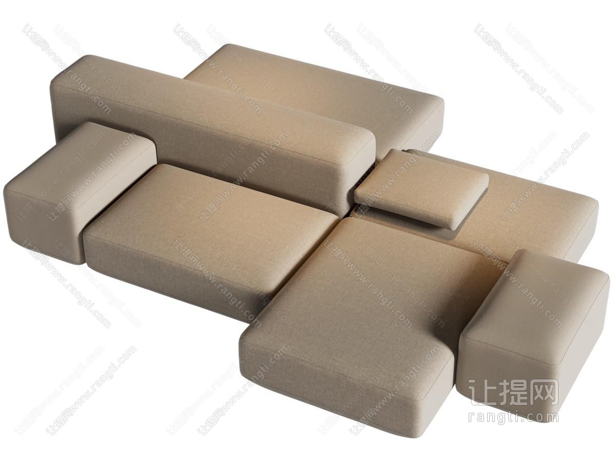 现代双向拼接多人沙发