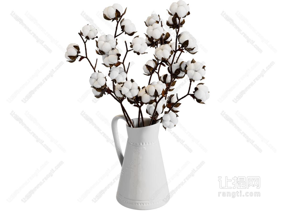 现代棉花花瓶花卉