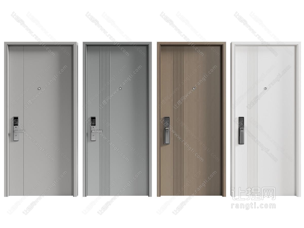 现代带密码锁的防盗门 入户门 平开门