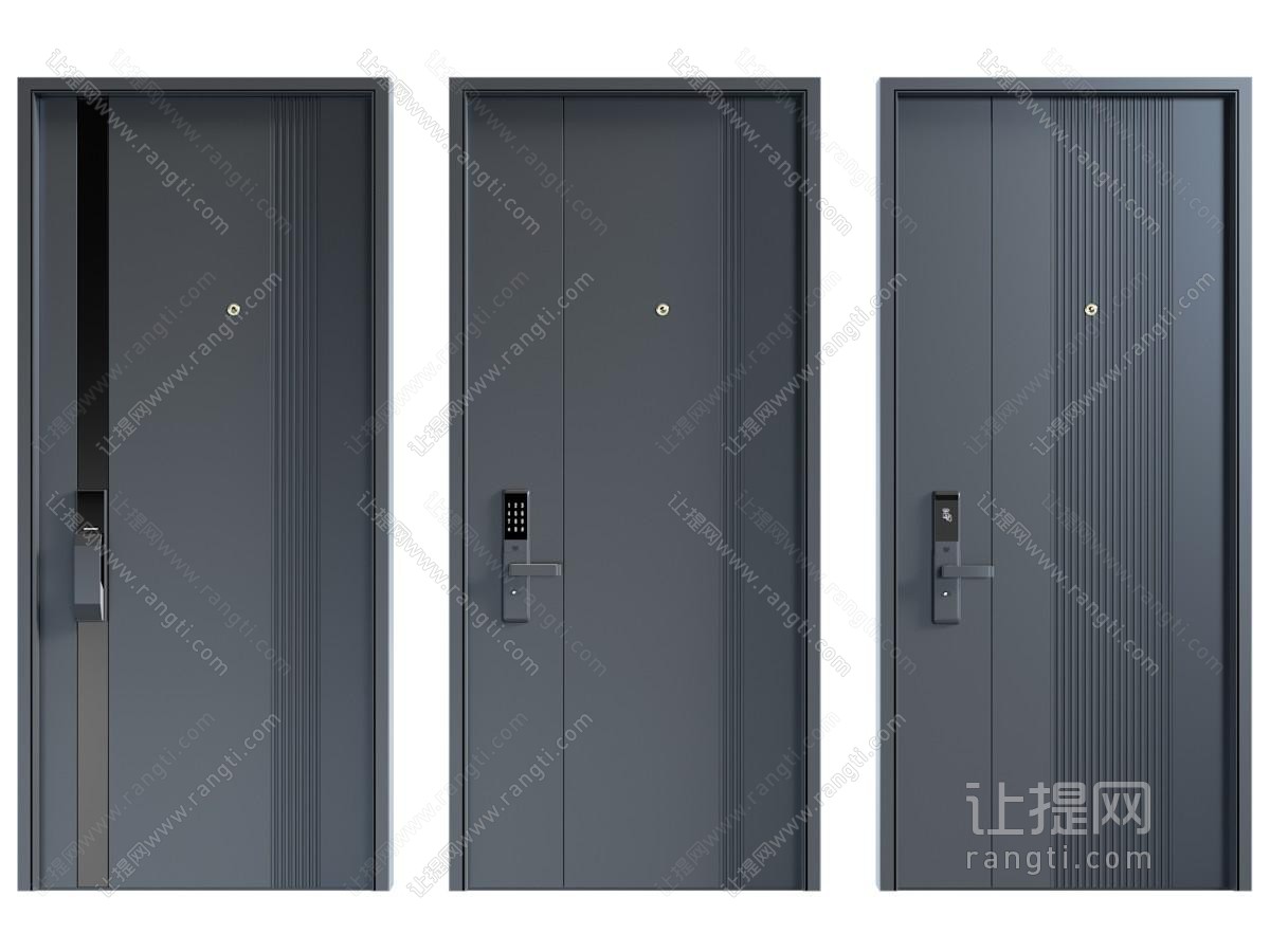 现代带密码锁的入户门 平开门 防盗门