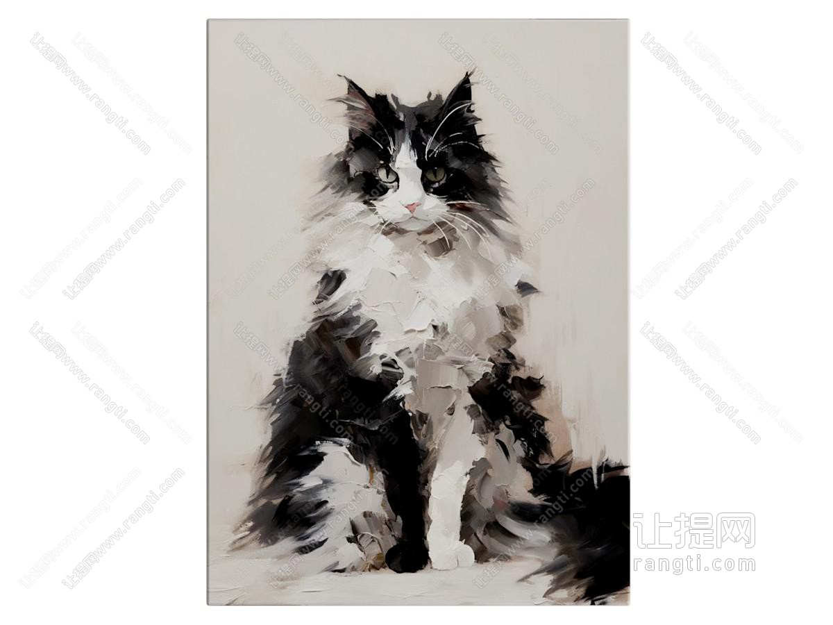 现代猫咪装饰挂画 油画