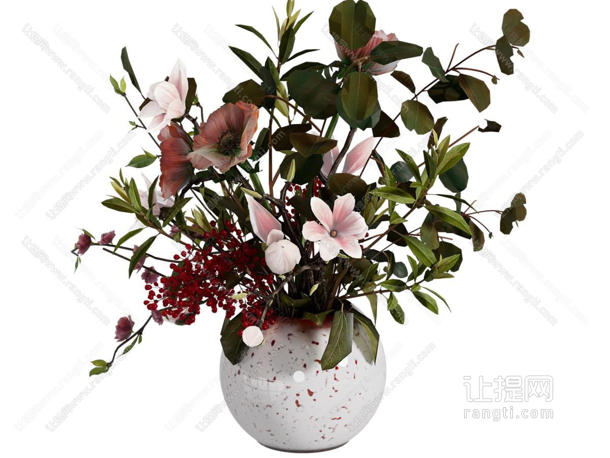 现代陶艺花瓶花卉