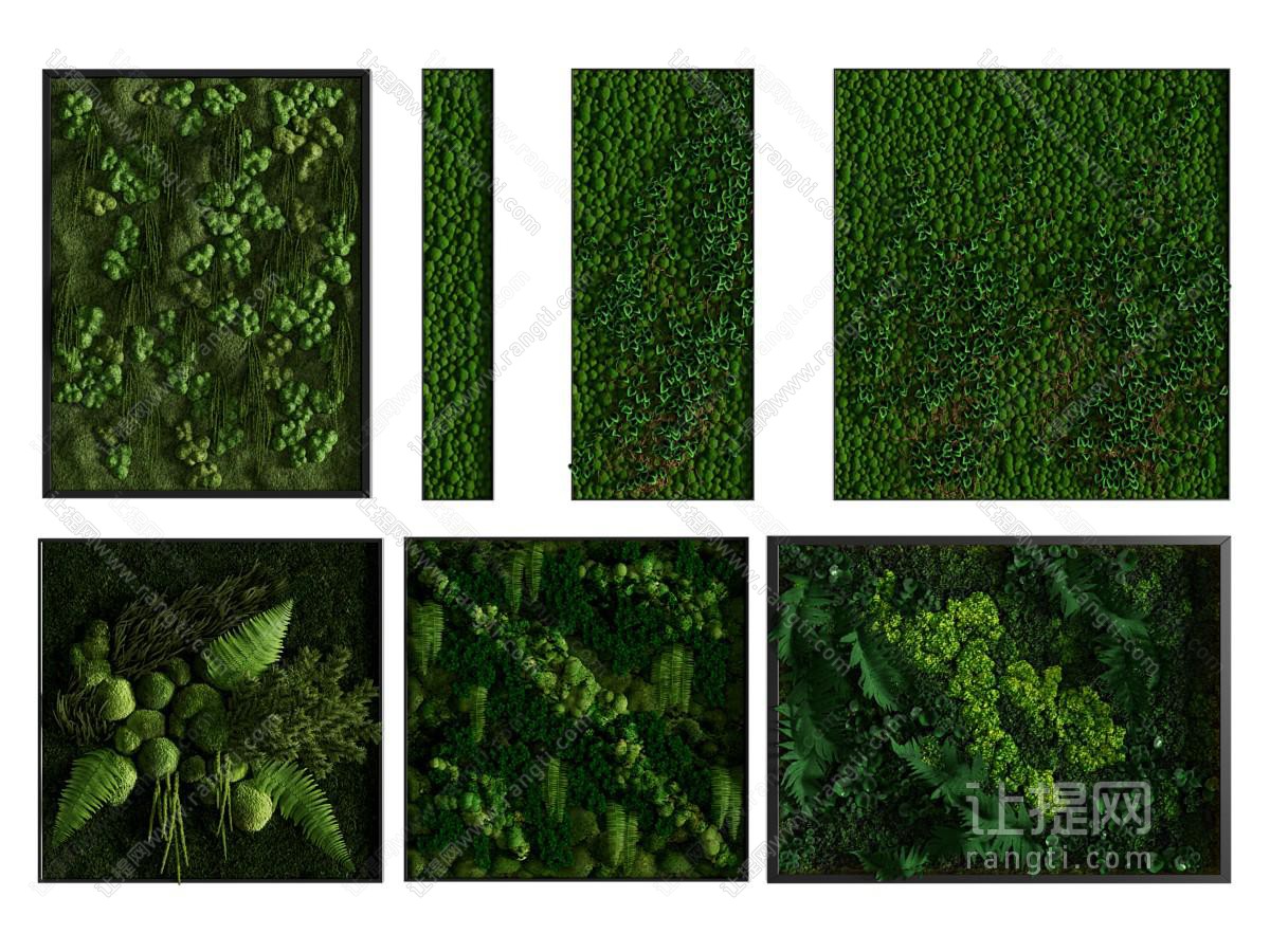 现代长方形植物墙 植物装饰挂画